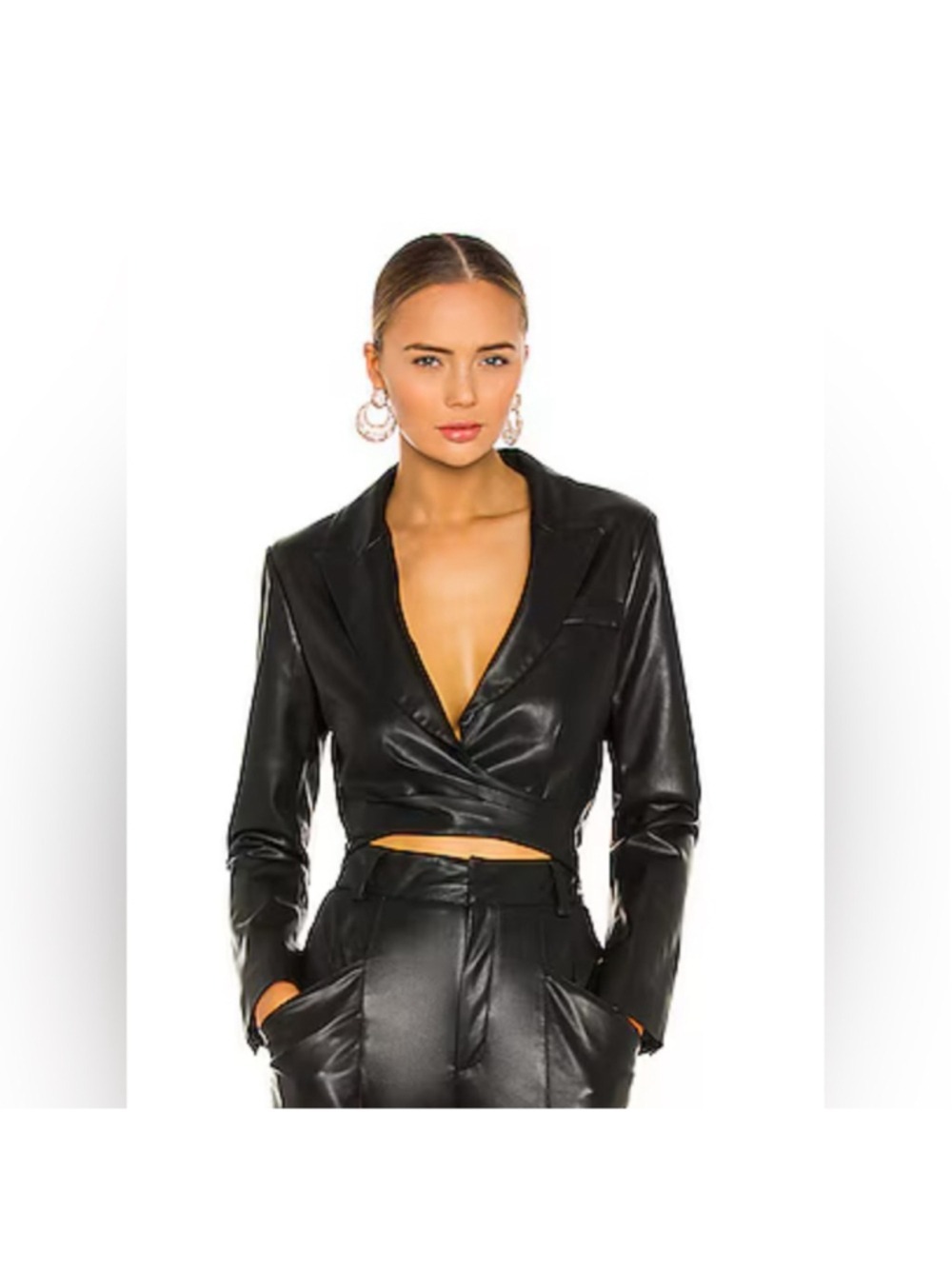 Ronny Kobo Lilo Cropped Black Jacket – Revolve – Size Medium